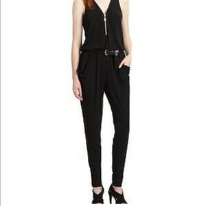 MICHAEL KORS SLEEVELESS BLACK JUMPSUIT WITH SILVER ZIPPER